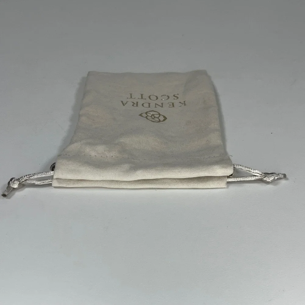 Kendra Scott Small Jewelry Pouch Cream‎ Gold Logo Drawstring Dust Bag 4x5.5